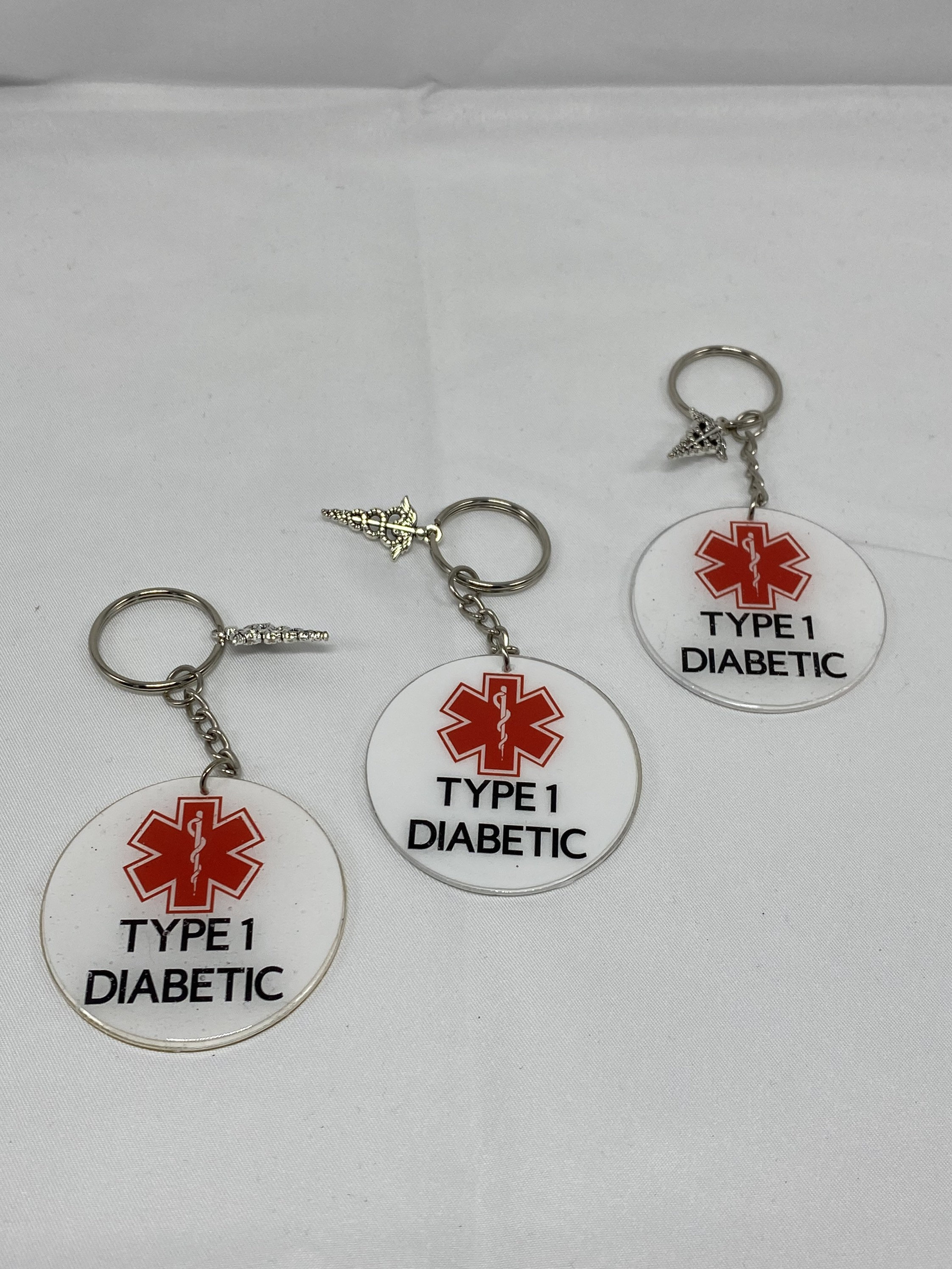 Diabetes Keychains Diabetes Medical Alert Keychain Type 1 Etsy