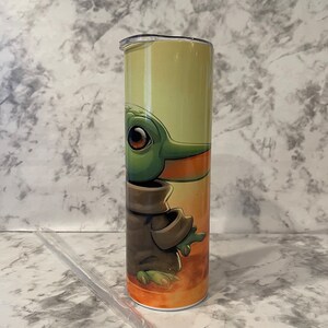 Right side of tumbler showing baby yoda