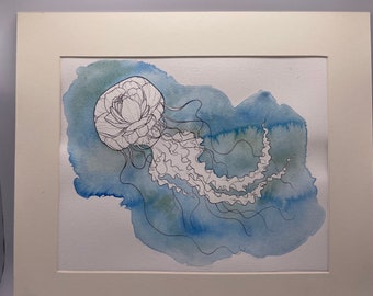 ORIGINAL Watercolor Painting | Jellyfish Painting 8"x10" | Hand Painted Unframed Art