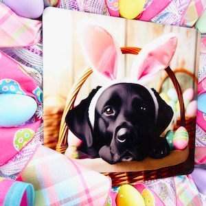 Happy Easter Wreath, Black Lab Easter Wreath, Dog Bunny Ears Easter ...