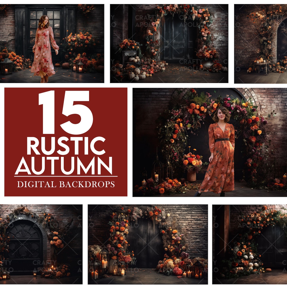 Rustic Fall Digital Backdrops, Autumn Backgrounds, Fall Mockups ...