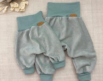 Wide corduroy harem pants, mint pastel, from size 50