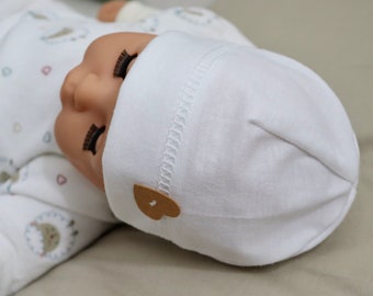 Baby hat, first hat, beanie, newborn, 100% cotton, from head circumference 30/32 cm for premature babies