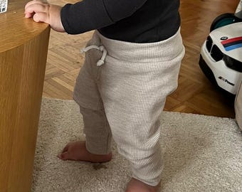 Baby pants, slim jogging pants, waffle jersey