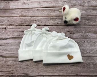Baby hat, first-time double-knot hat, Newborn, 100% cotton, from head circumference 33/35 cm for premature babies