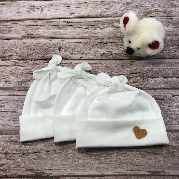 Baby hat, first-born double knot hat, newborn, 100% cotton, from KU 33/35 cm for premature babies