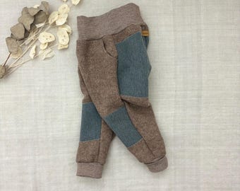 Wool felt trousers with pockets and softshell trim, customized to your wishes!