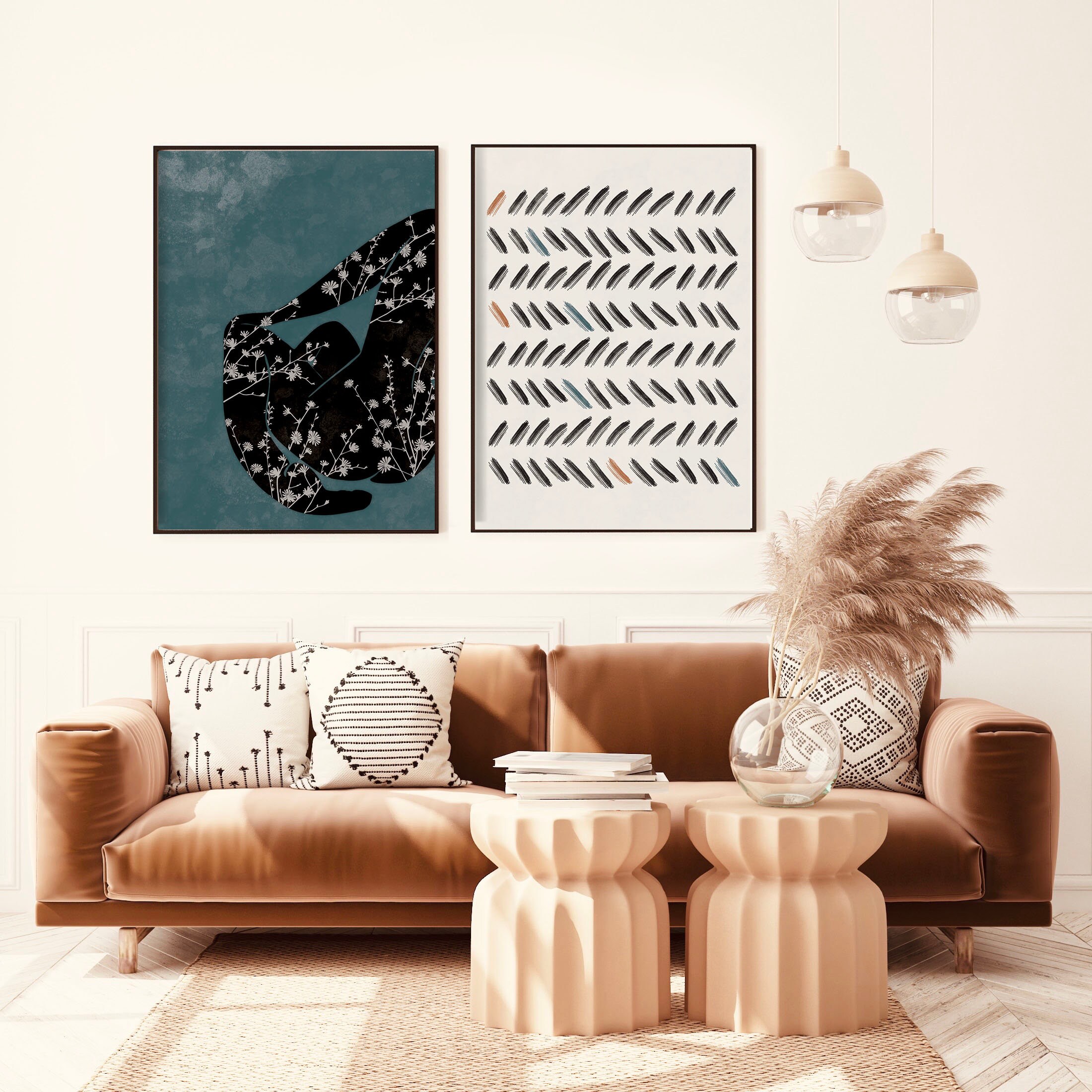 Set de 2 Wall Art Bundle Arte afroamericano minimalista Etsy