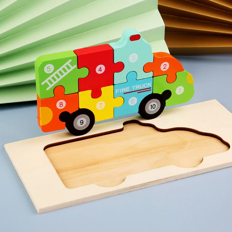 Wooden 3D Jigsaw Puzzle for Kids, Animal Number Block Puzzles for Toddlers, Educational Learning Montessori Toys for Boys and Girls