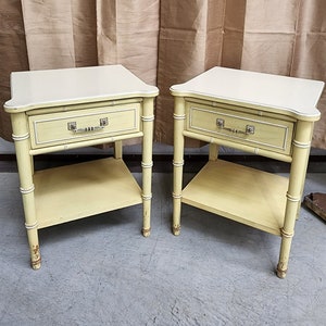 Pair Custom Lacquered Faux Bamboo Nightstands *FREE SHIPPING* Henry Link Bali Hai