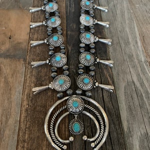 Squash blossom concho necklace