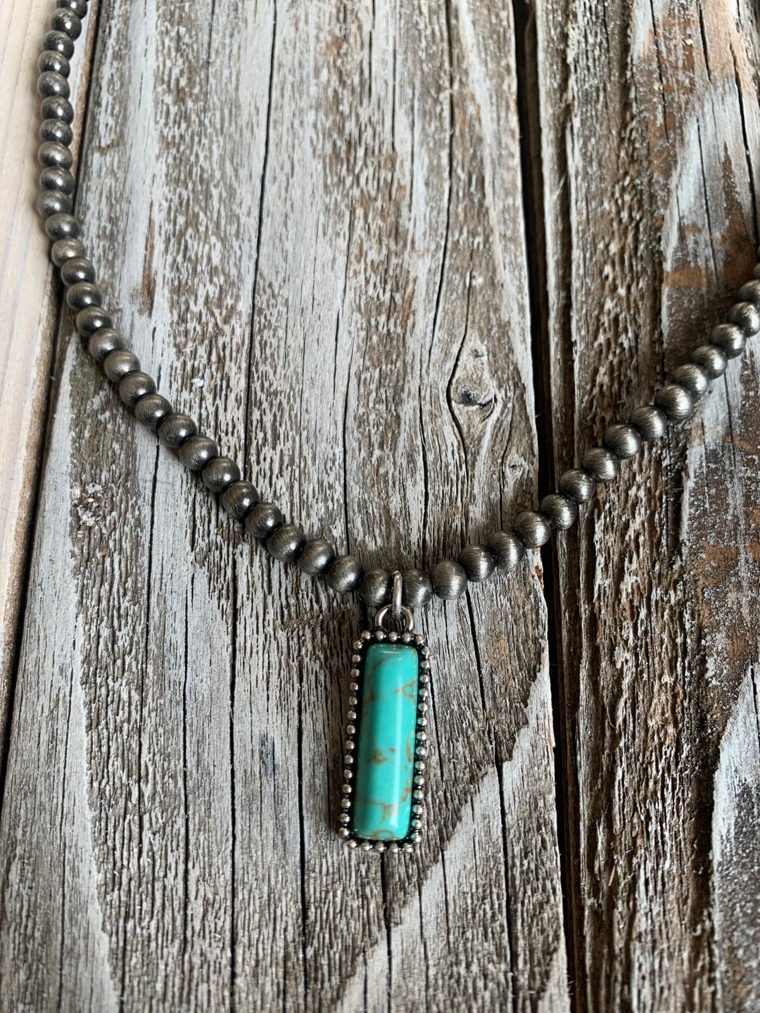 Navajo Pearl Choker With Faux Turquoise Stone Pendant Etsy