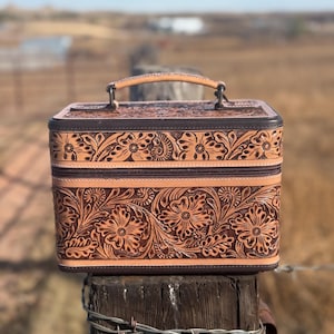 Tooled leather jewelry box