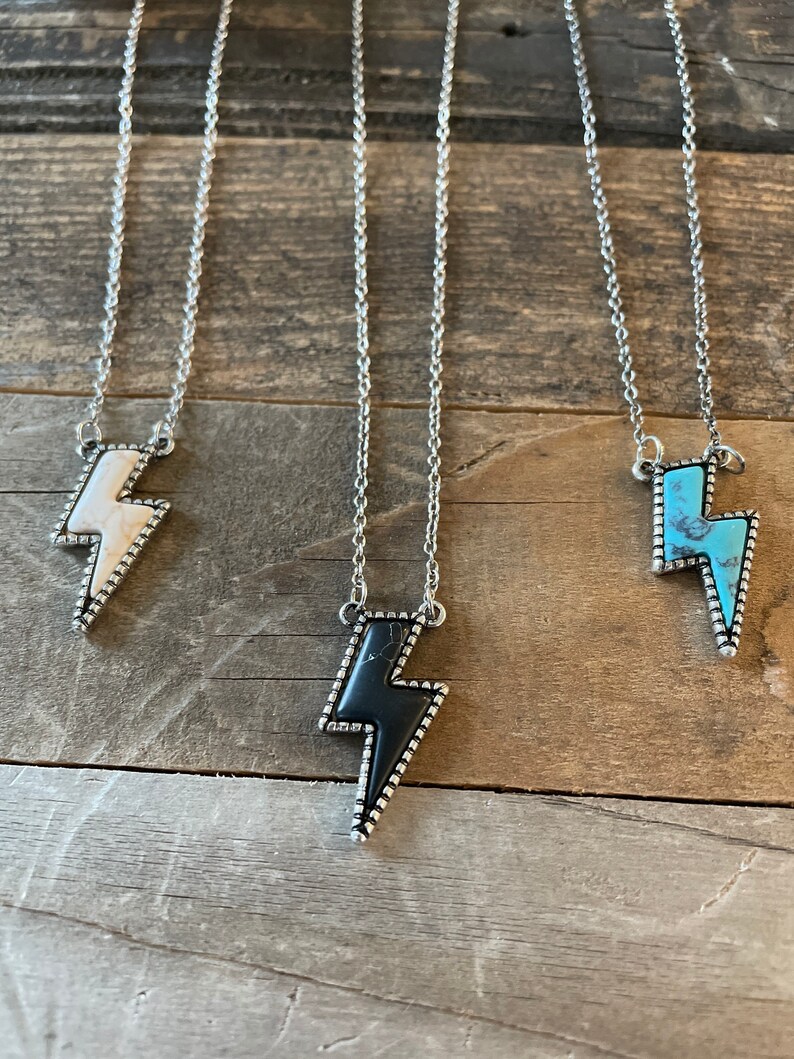 Dainty Lightning Bolt Necklace Etsy