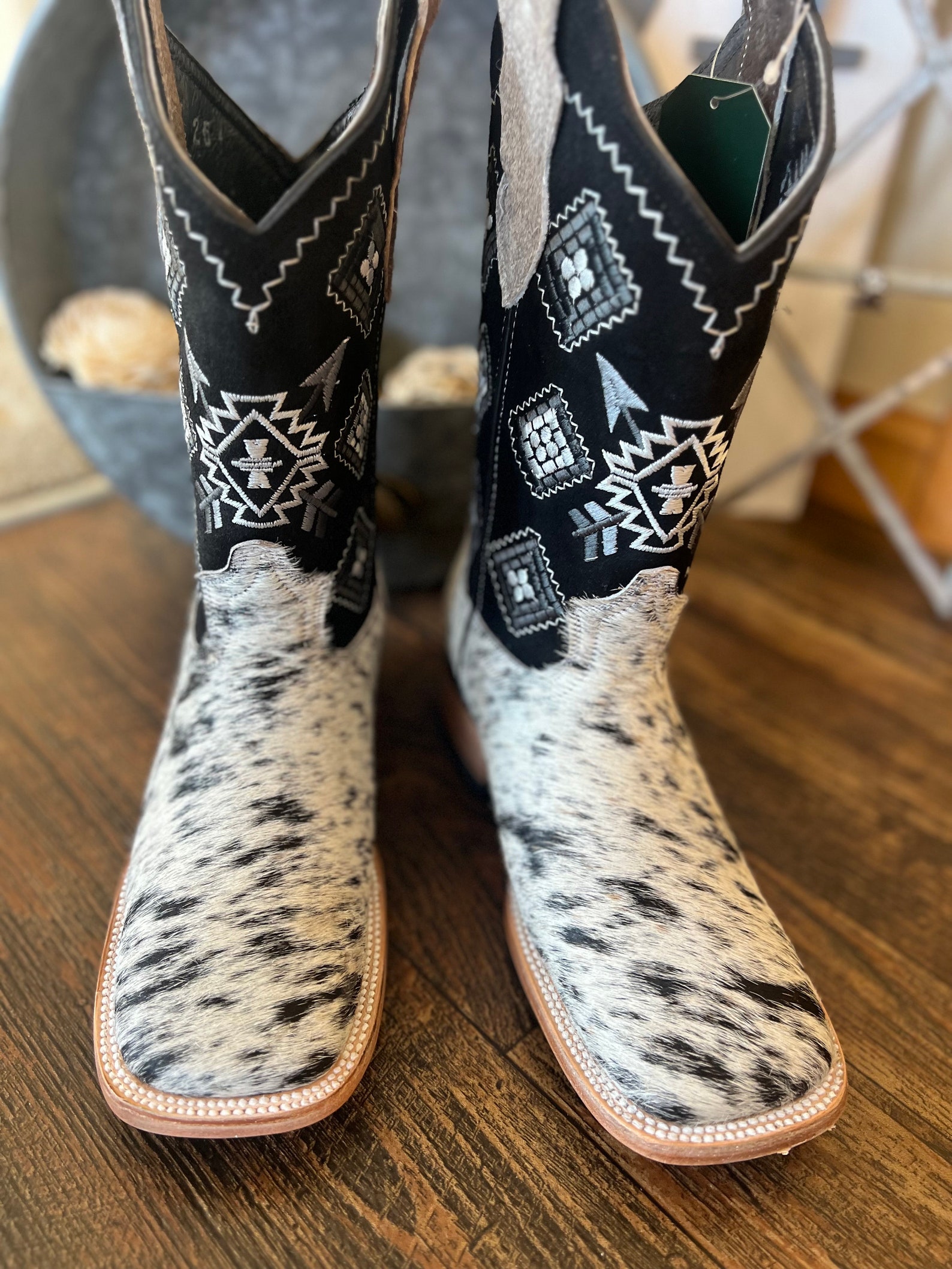 Cowhide Aztec Cowboy Boots - Etsy