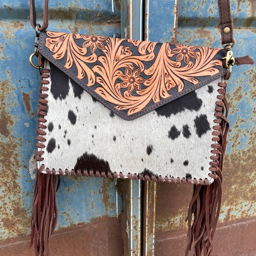 Cowhide envelope shops purse