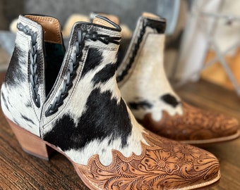 Braided cowhide boots