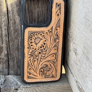Floral leather iPhone case