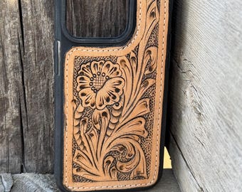 Floral leather iPhone case