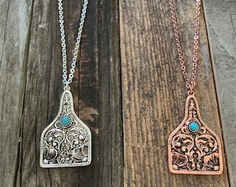 Cow tag necklace