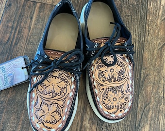 Tooled leather shoes