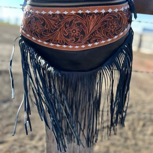 Tooled Fringe Sling Bum Bag