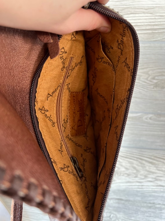 Teal cowhide patchwork crossbody - image 4