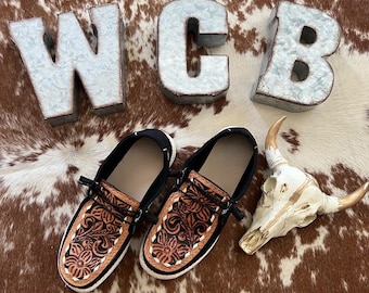 Tooled leather shoes