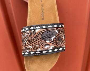 Leather slides