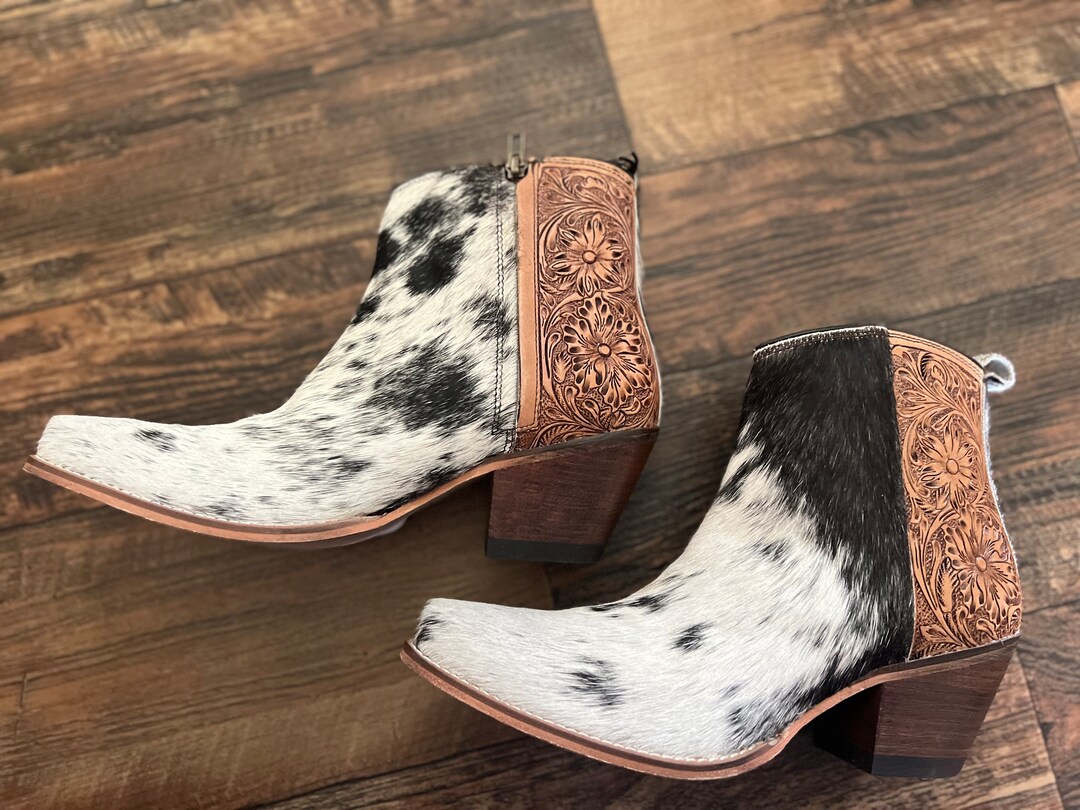 tooled leather booties