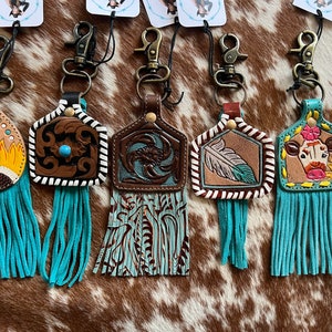 Leather Cow Tag Keychains - Etsy