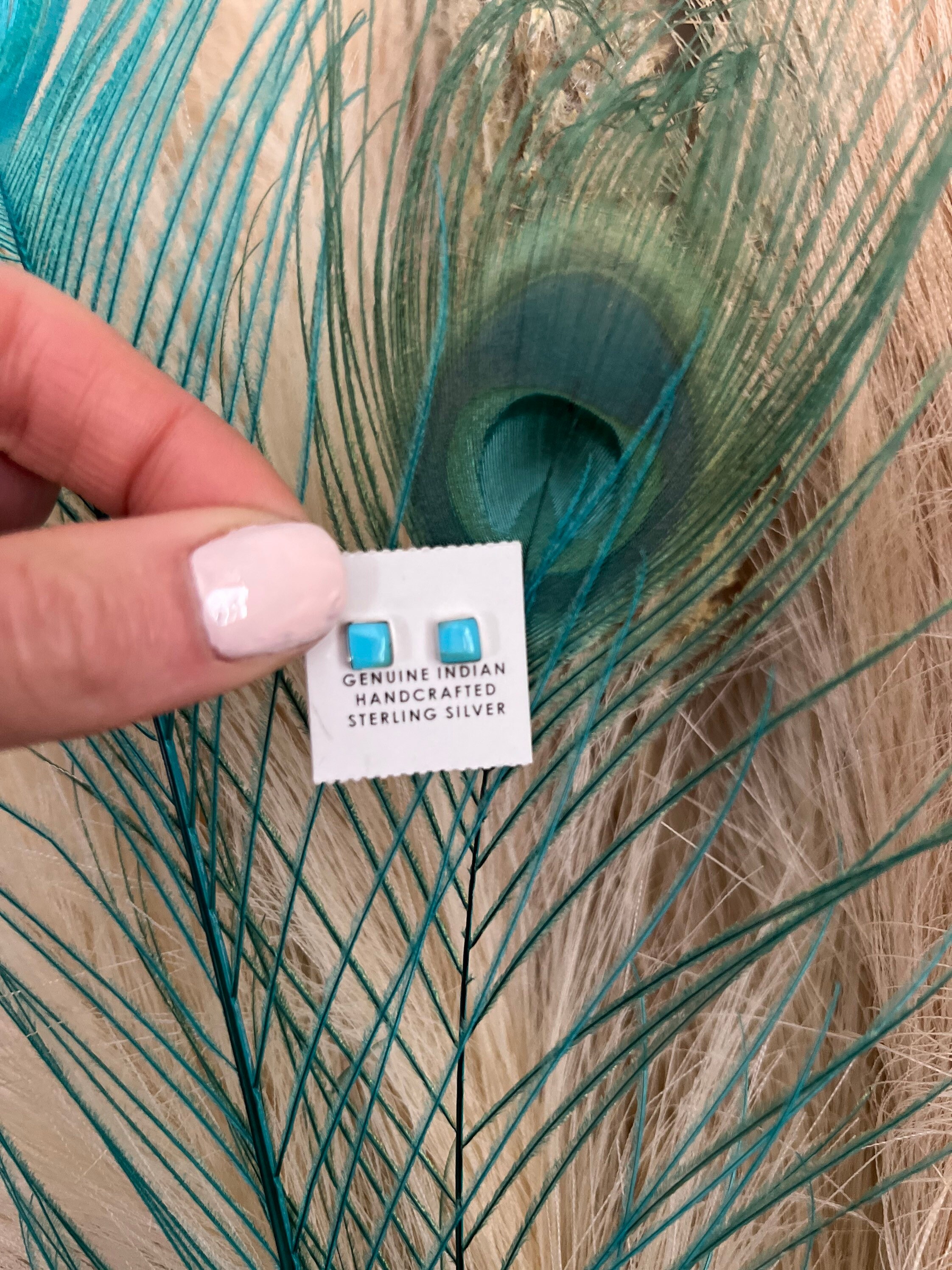 Genuine Square Turquoise Studs