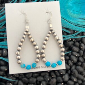 Genuine Navajo Pearl Earrings With Turquoise