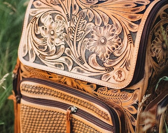 Tooled Leather Backpack