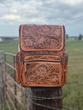 Leather tooled diaper bag/backpack