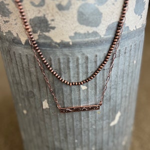 Layered engraved bar necklace