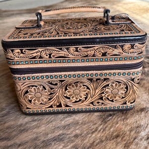 Tooled leather jewelry box
