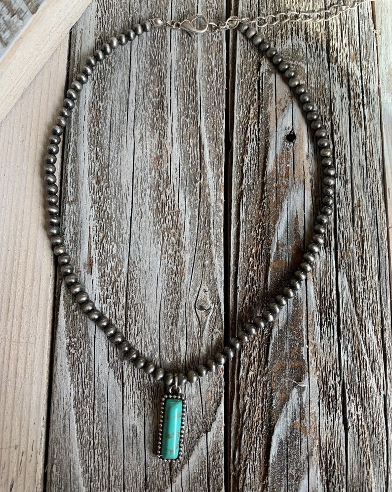 Navajo Pearl Choker With Faux Turquoise Stone Pendant Etsy