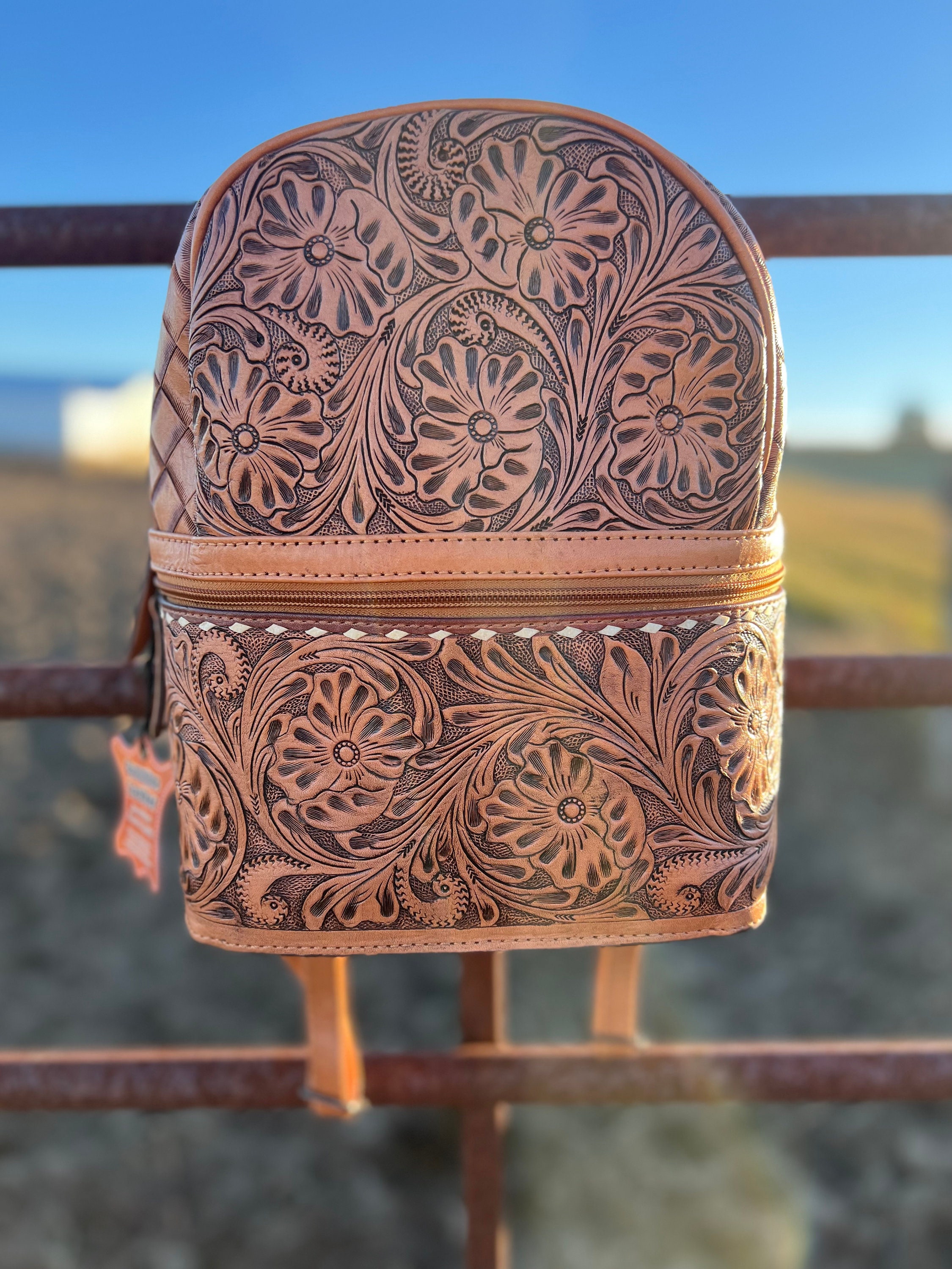 Tooled Leather Backpack Etsy Canada