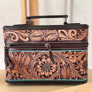 Tooled leather jewelry box