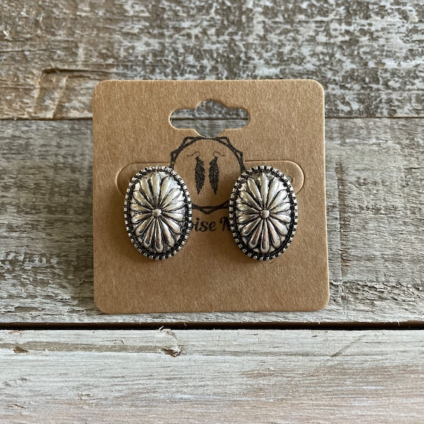 Oval concho earrings