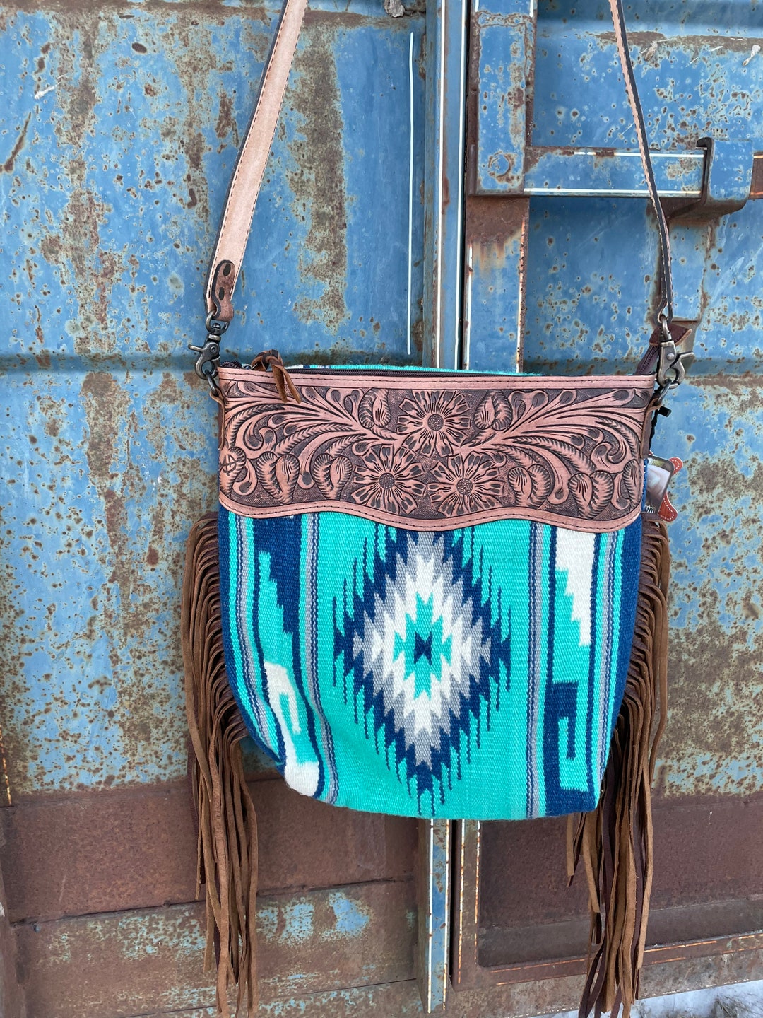 Blue Saddle Blanket Crossbody Etsy