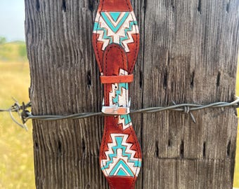 Aztec leather watch band