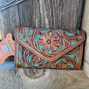 Brown & Turquoise leather wallet