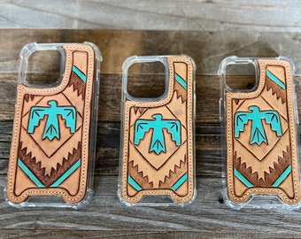 Leather thunderbird phone case