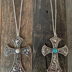 Tooled cross necklace