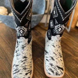 Cowhide Aztec Cowboy Boots - Etsy