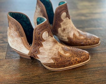 Dixie cowhide tooled booties