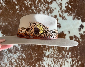 Sunflower Leather Hat Band