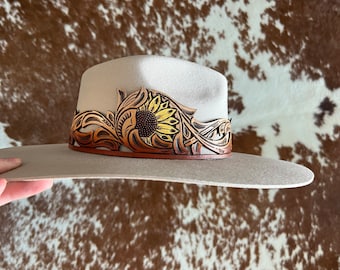 Sunflower Leather Hat Band
